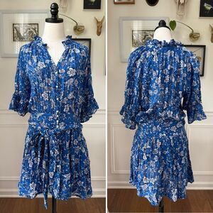 Sundry Perrin Paisley Mini Floral Dress Blue $190 L 3